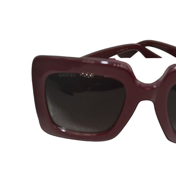 Gucci Oversized Square Sunglasses Burgundy Frame & Case Unisex- LT3189 - Picture 3 of 11